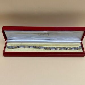 Stainless steel with 18k gold pin Link Bracelet